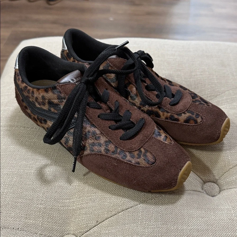 Rag & Bone Ultra Slim Retro Runner Sneaker in Leopard Mocha Size 8 - Picture 4 of 12